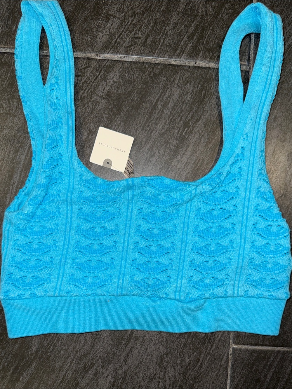 LyreBird Textured Seamless Longline Blue Tank - Picture 5 of 7